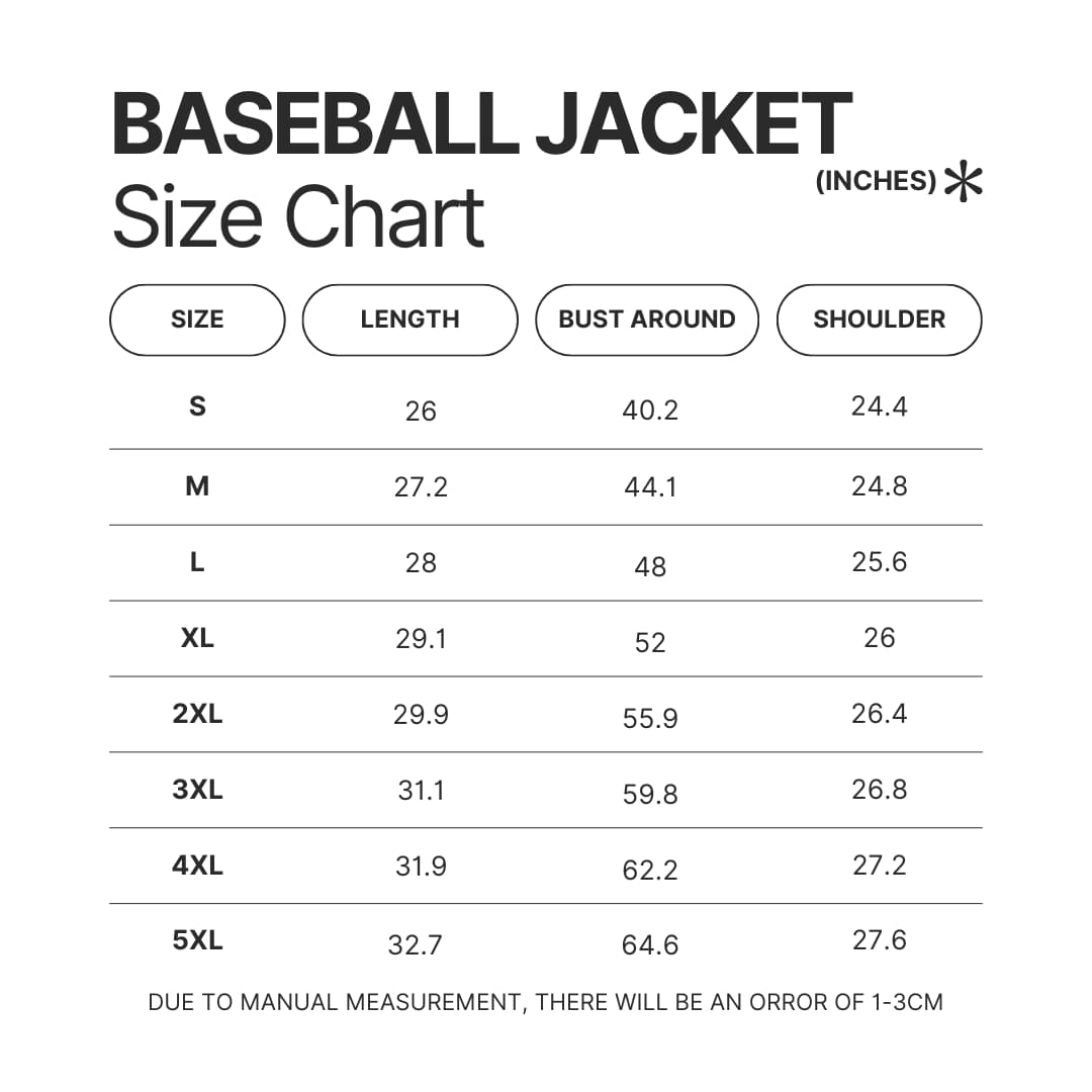 Baseball Jacket Size Chart - Demon Slayer Gifts