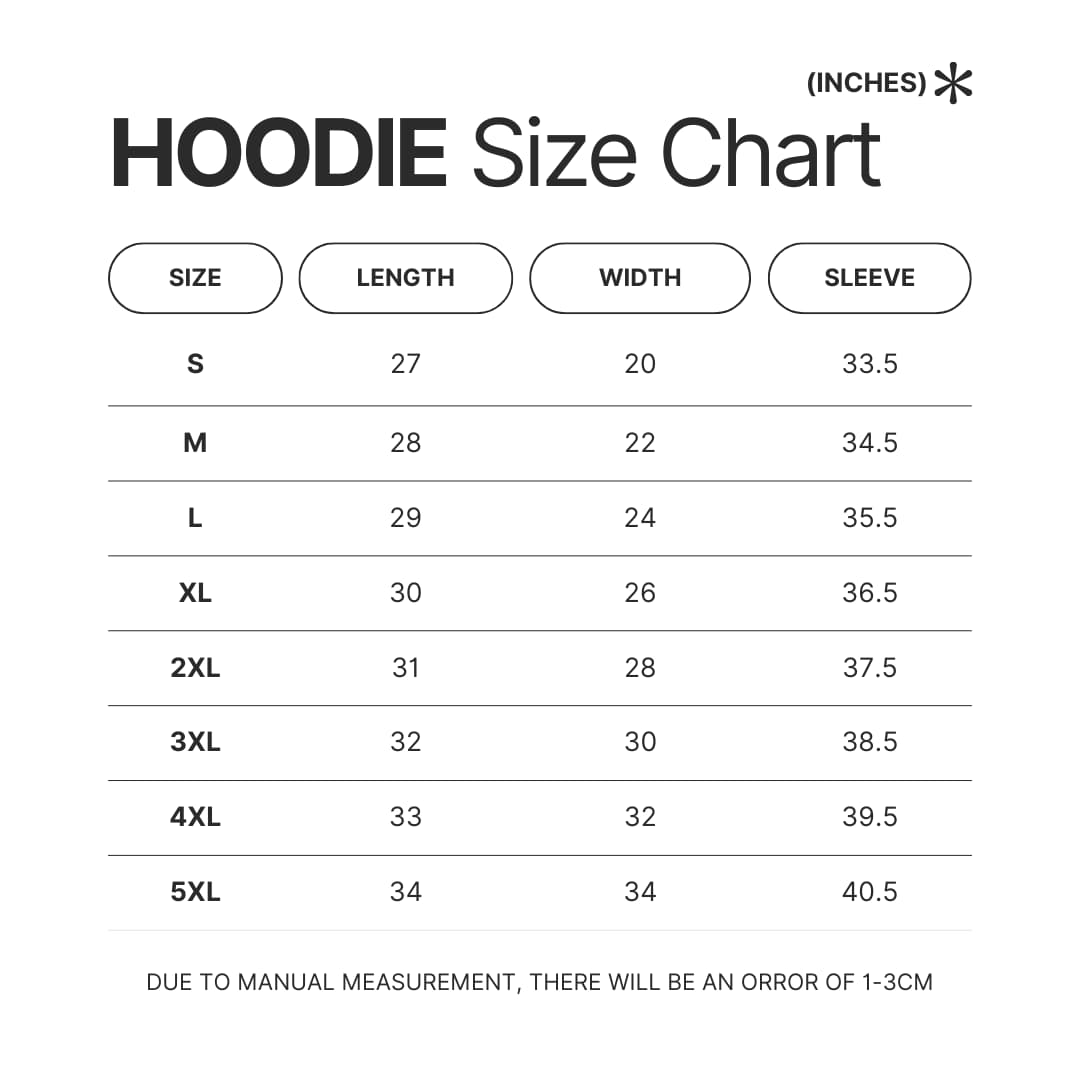 Hoodie Size Chart - Demon Slayer Gifts