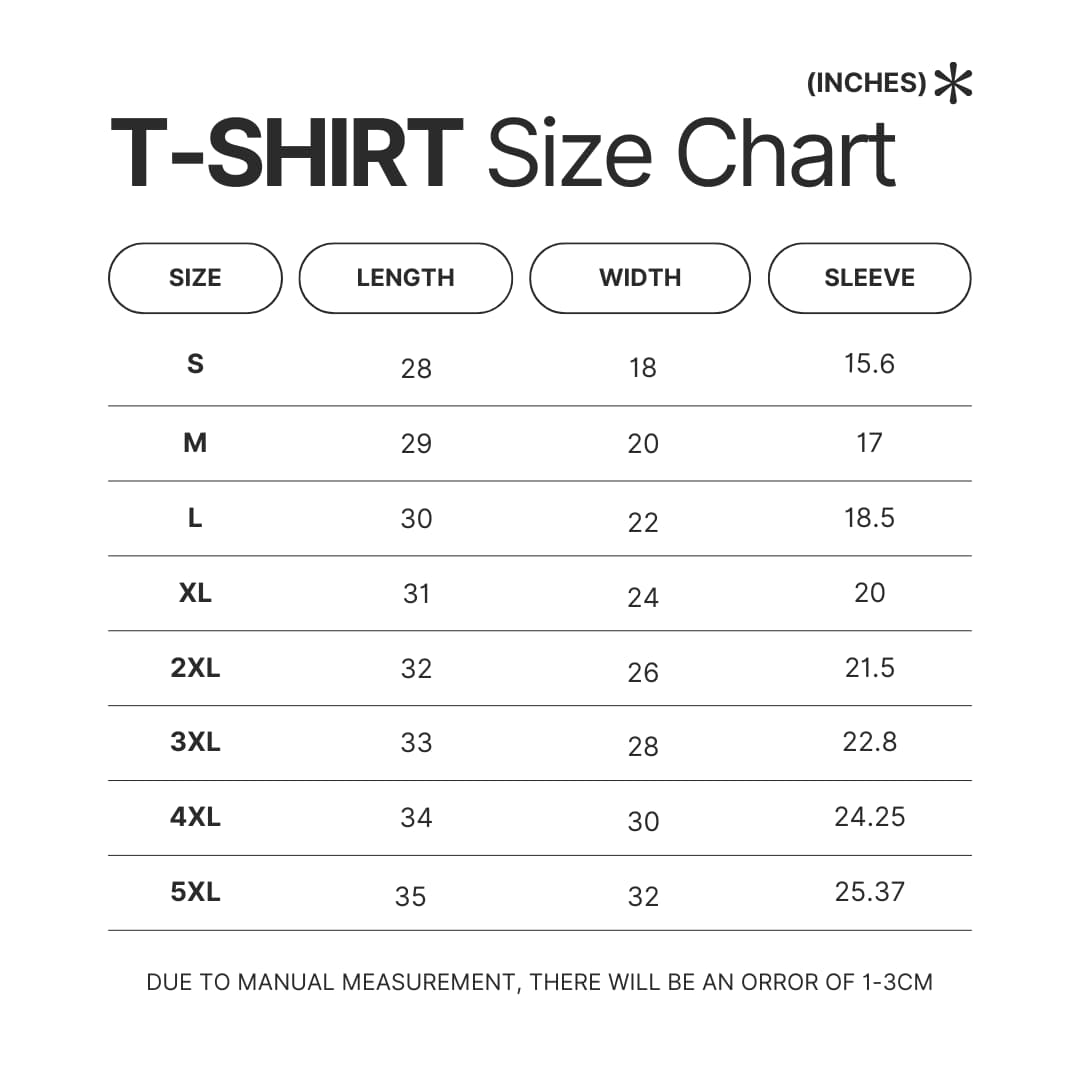 3D T shirt Size Chart - Demon Slayer Gifts