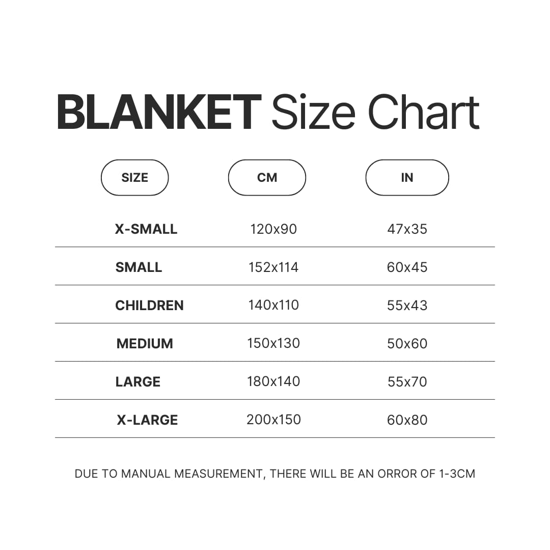 Blanket Size Chart - Demon Slayer Gifts