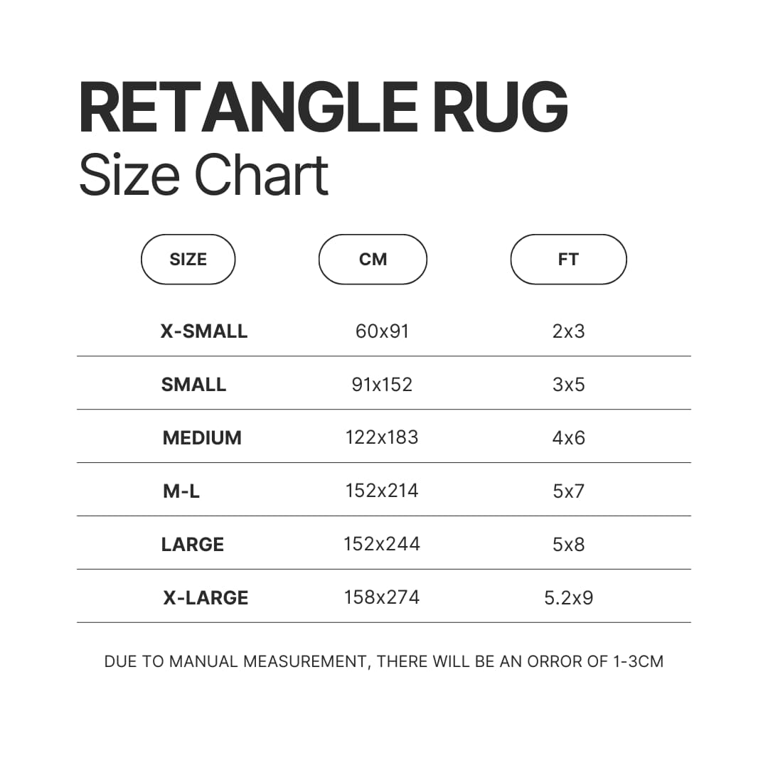 Retangle Rug Size Chart - Demon Slayer Gifts