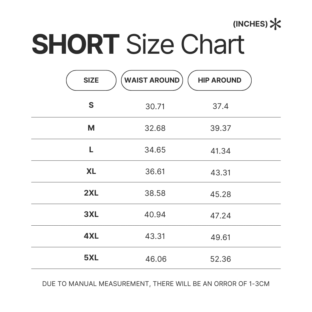 Short Size Chart - Demon Slayer Gifts