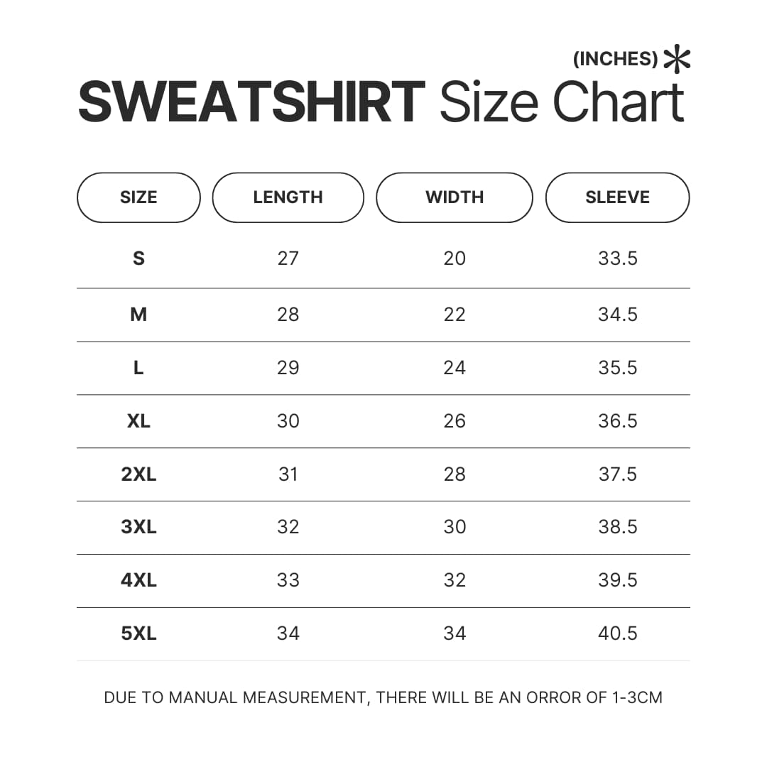 Sweatshirt Size Chart - Demon Slayer Gifts