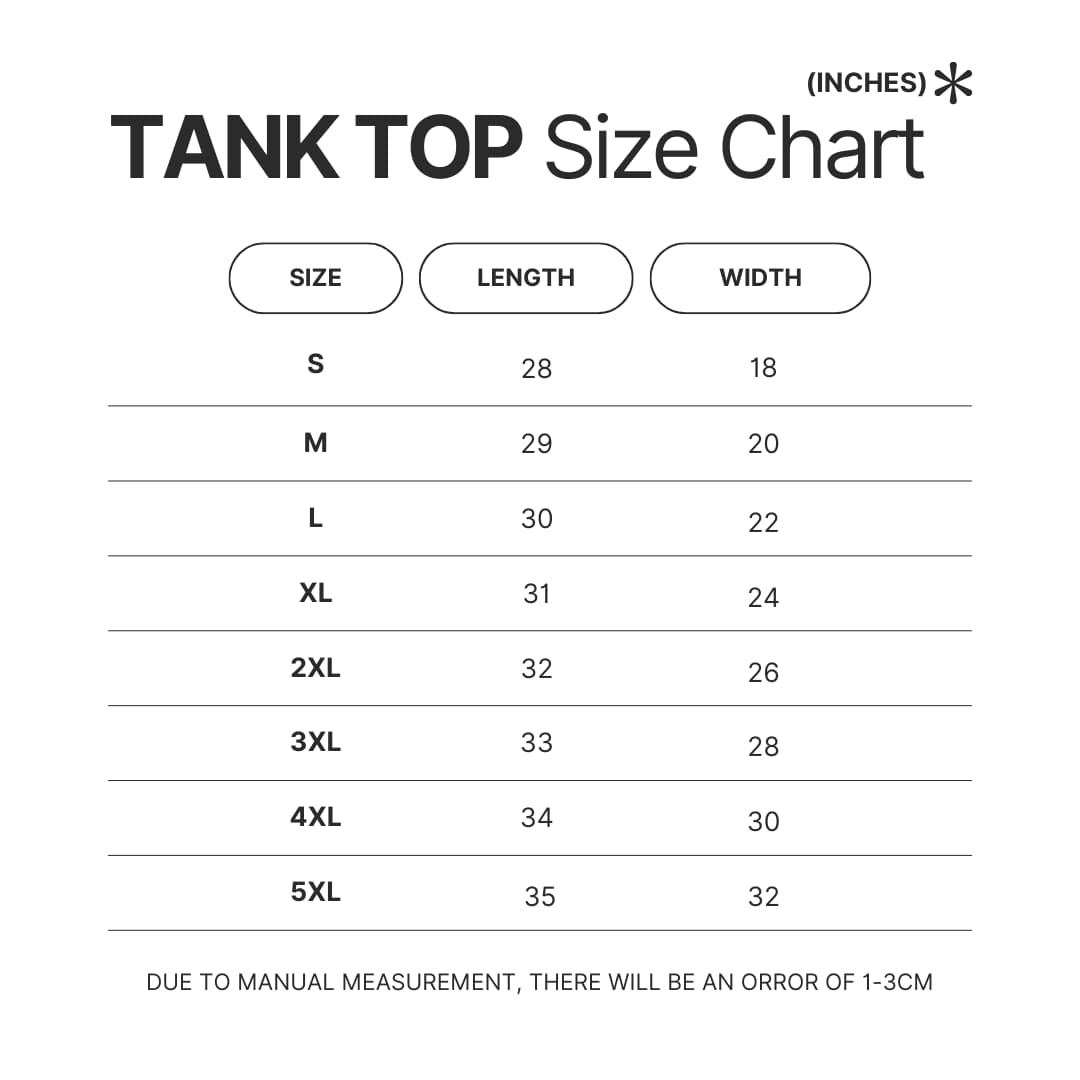 Tank Top Size Chart - Demon Slayer Gifts