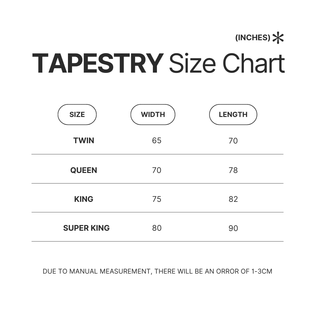 Tapestry Size Chart - Demon Slayer Gifts