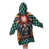 tanjiro back Mockup Blanket Hoodie - Demon Slayer Gifts