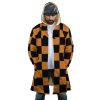 Tanjiro Kamado Demon Slayer AOP Hooded Cloak Coat FRONT Mockup - Demon Slayer Gifts
